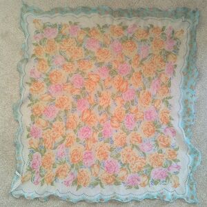 Anthropologie Floral Multicolor Pastel Square Scarf